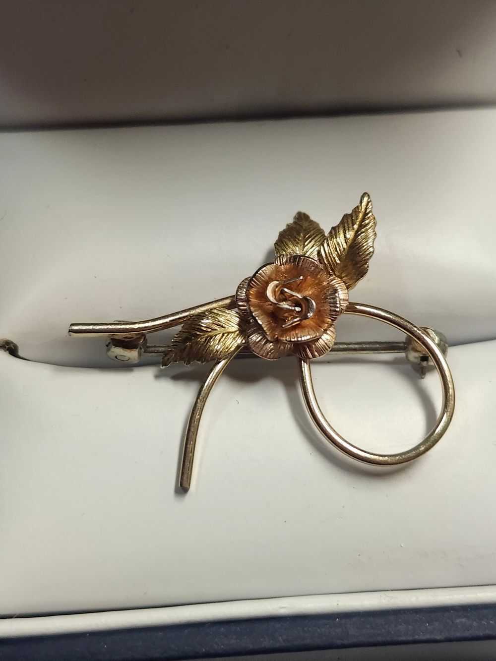 Krementz Floral Rose Brooch Pin - Gold and Rose 14K Gold Overlay